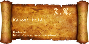 Kaposi Milán névjegykártya